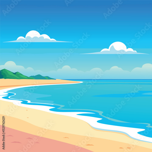  Top view of the ocean beach with soft waves summer landscape flat landscape