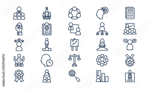 Leadership icon showing guidance, decision making, and team management in outline style