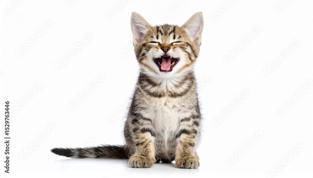 Obraz premium Happy kitten over white background