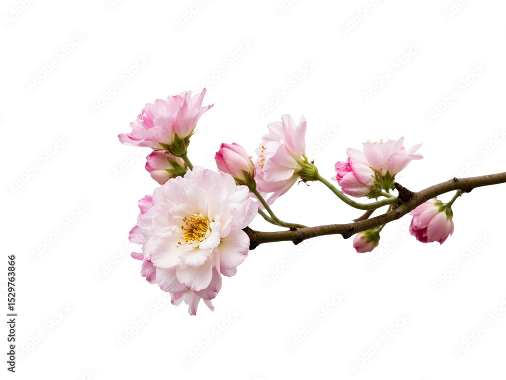 Fototapeta premium Pink cherry blossom branch isolated on transparent background