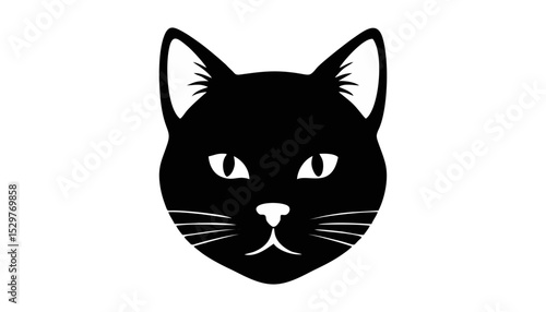 Elegant Black Cat Head Silhouette Vector Illustration