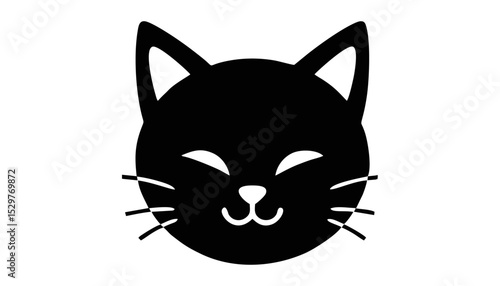 Adorable Black Cat Face Illustration Cute Kitten Design for Print and Digital