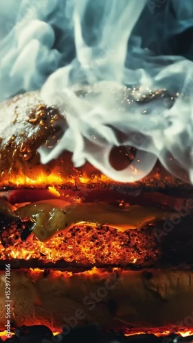Fiery Deliciousness: A Gourmet Burger on the Grill