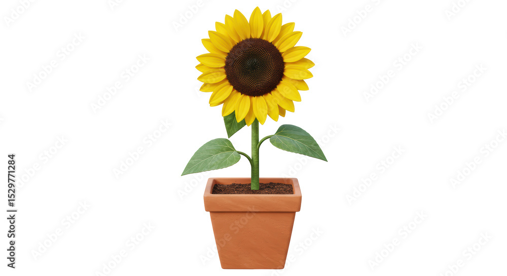 Obraz premium Isolated sunflower in pot