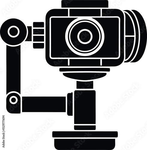 Illustration of a specialized camera or optical device on a mount
