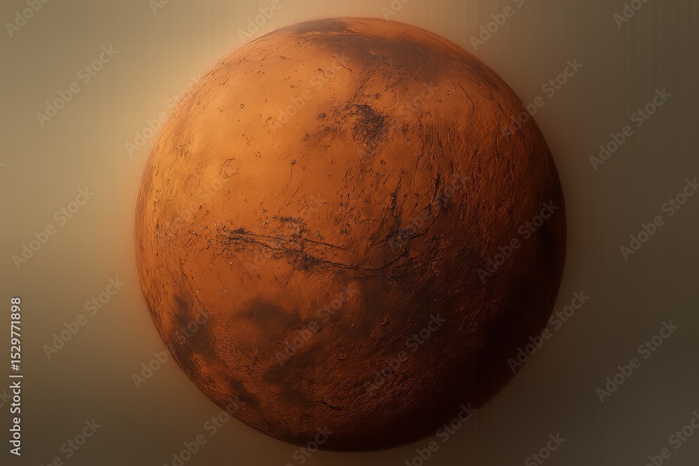 Fototapeta premium Mars planet surface isolated on white background for space exploration and astronomy themes