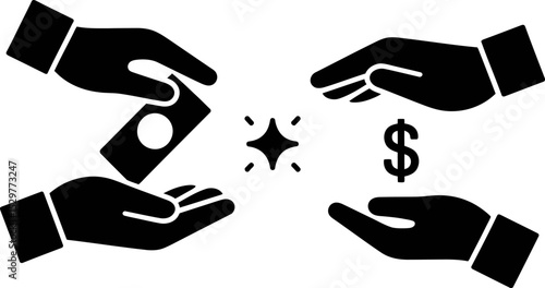 Money transfer hands dollar finance payment transaction cash exchange investment wealth business icon vector editable stock vector illustration