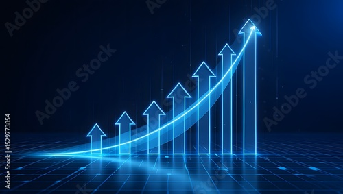 Growth up arrow sign business success graphic design on an abstract direction icon background for a web banner that represents a market trend