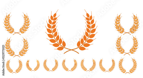 Golden Wheat Wreath Set for Awards Victory Achievement Triumphs Celebrations and Harvest