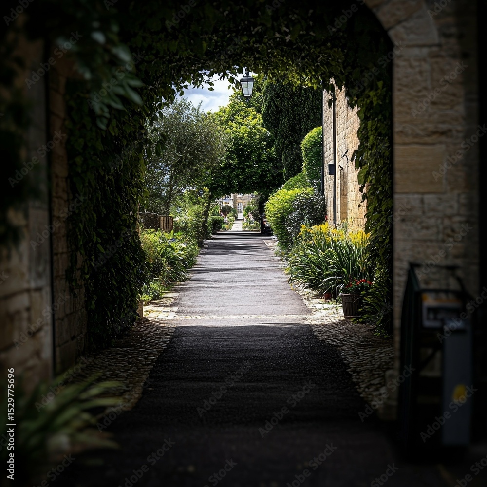 Obraz premium Charming Garden Path Under Archway