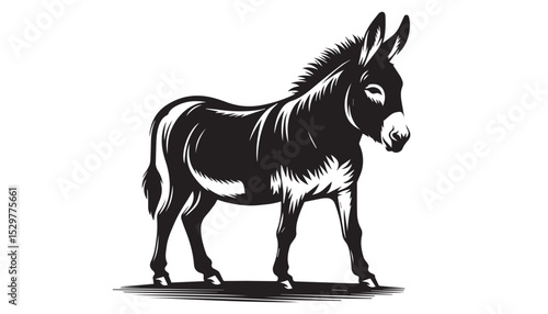 black color donkey silhouette vector illustration, solid white background
