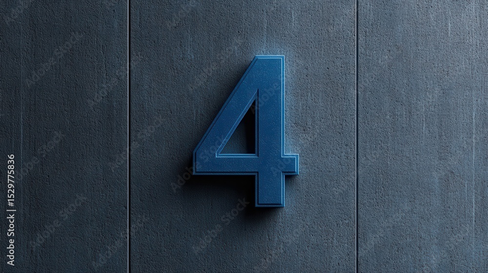 A striking blue number 4 is displayed on a dark textured background, combining simplicity with elegance, perfect for representing modern design or numeric symbolism. A striking blue number 4 is displayed on a dark textured background, combining simplicity with elegance, perfect for representing modern design or numeric symbolism.