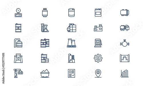 Oil and gas icon symbolizing energy extraction and fuel industry operations in outline style