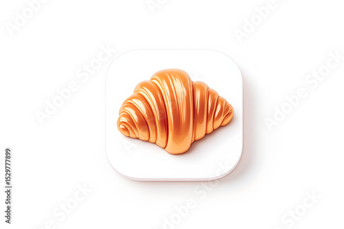 Golden Croissant Icon on White Background Modern Minimalist Design