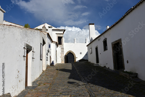 beautiful village of Monsaraz in Portugal Alentejo at the Guardiane River and the Alqueva Reservoir