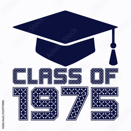 class of 1975 black lettering white background