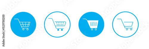 Shopping cart icon set. Trolley icon. Shopping basket icon. Online shopping button. Editable stroke line icons. Vector illustration.