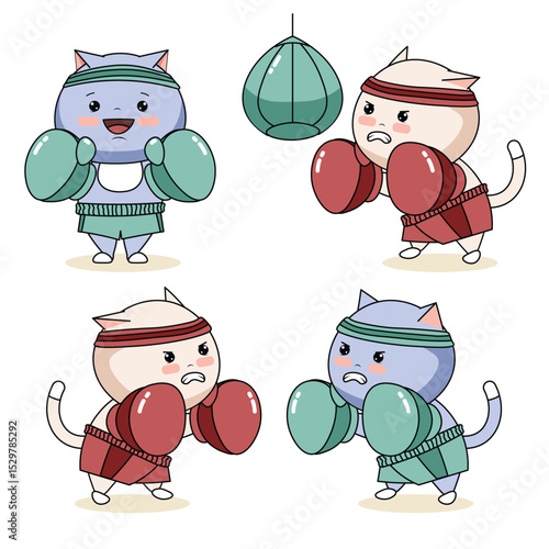 kawai cat boxing fight sport