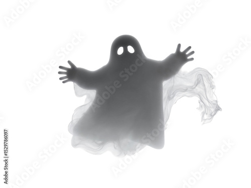 Spooky halloween ghost figure isolated on transparent background