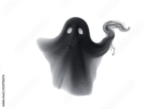 Spooky halloween ghost figure isolated on transparent background