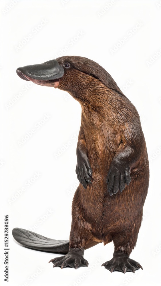 Fototapeta premium Platypus over white background, exotic animal
