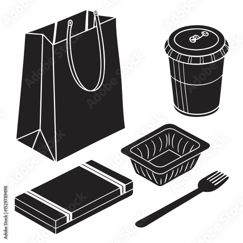 Takeout food package coffee drink box fork