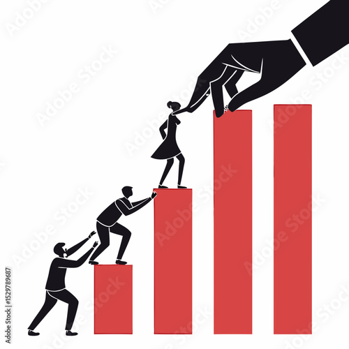 Teamwork collaboration support growth success achievement business people helping hand