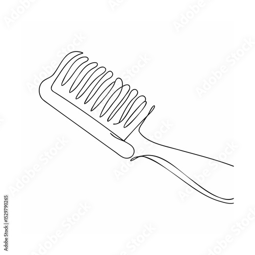 Minimalist line drawing of a comb for hair styling and beauty practices