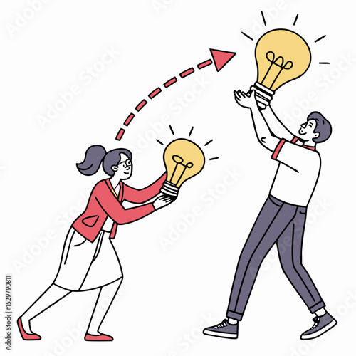 Business people sharing ideas lightbulb teamwork collaboration growth