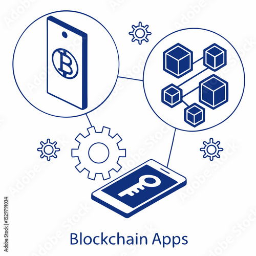 Blockchain apps technology digital cryptocurrency security mobile phone key