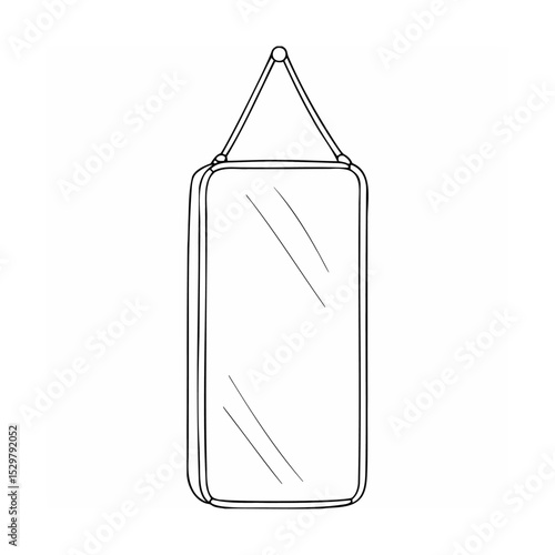 Hand-drawn sketch of a rectangular hanging mirror with simple lines and illustrative design.