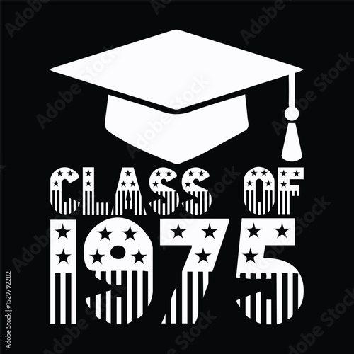 class of 1975 black lettering white background