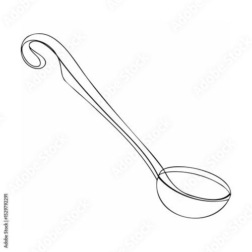Elegant outline illustration of a ladle perfect for culinary and cooking concepts