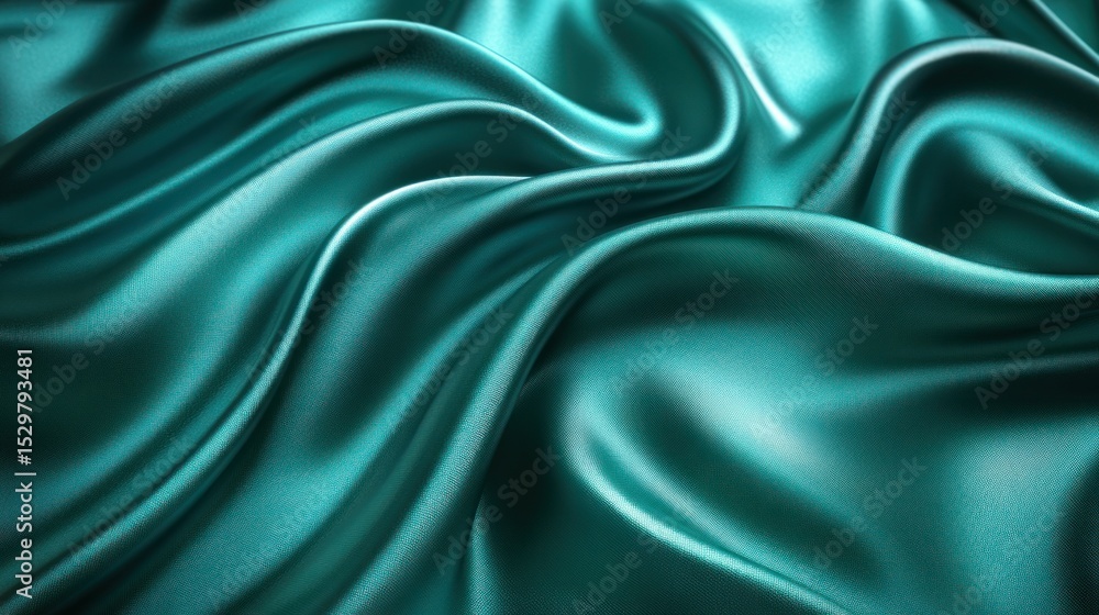 Teal silk fabric drapes in soft folds Teal silk fabric drapes in soft folds