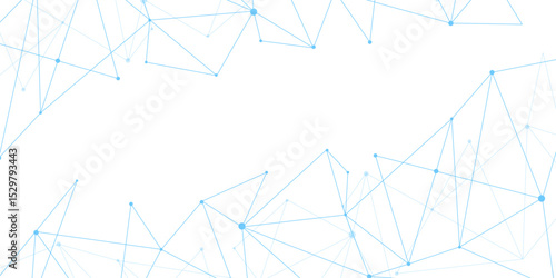 Blue network. futuristic connection technology background with dots and lines for desktop. Structure molecule and communication. Template for science and technology presentation, Vector illustration.	