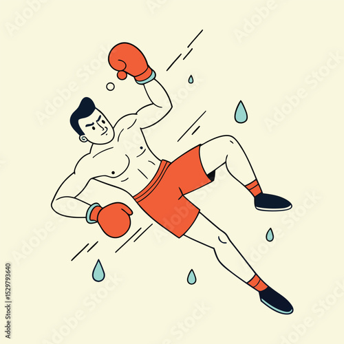 dynamic black silhouette boxing fighter knee strike vector