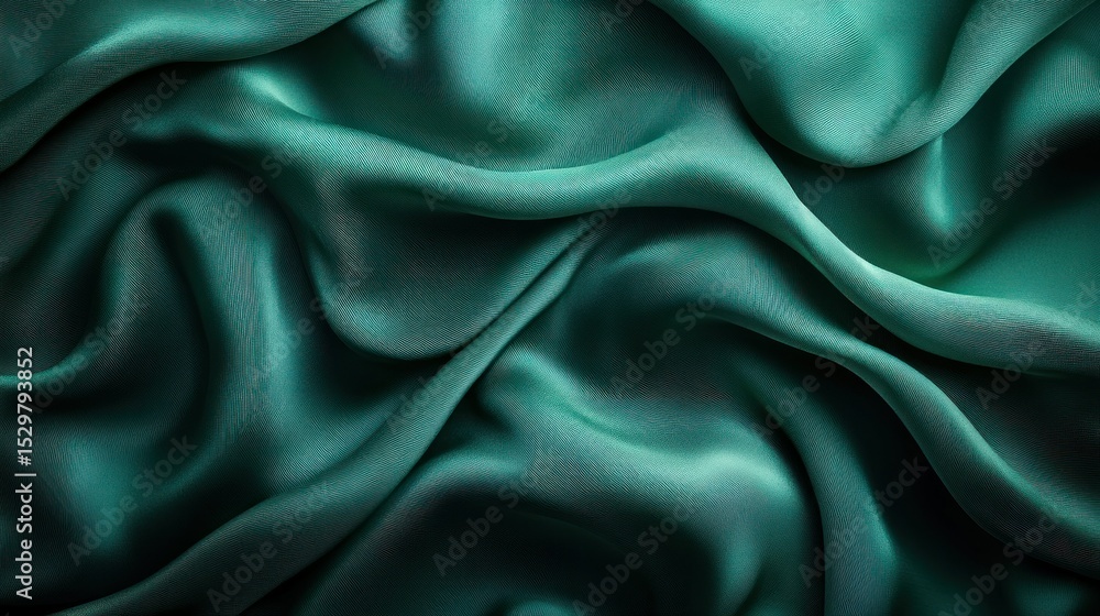 Fototapeta premium Teal silk drapes in soft folds