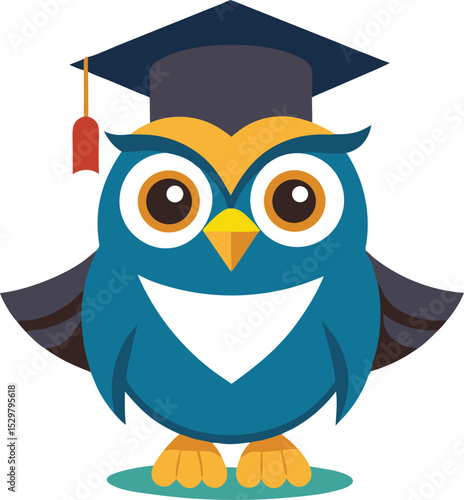 graduation owl student wise animal character vector