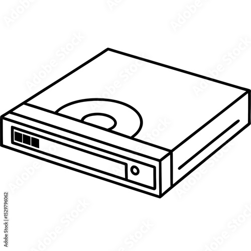 Minimal DVD Player Vector on White Background