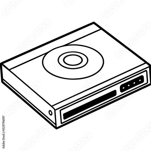 Minimal DVD Player Vector on White Background