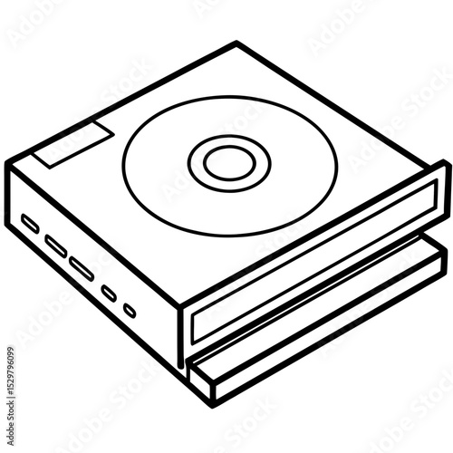 Minimal DVD Player Vector on White Background