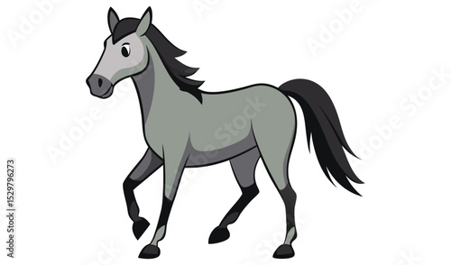 Cartoon gray horse walking illustration