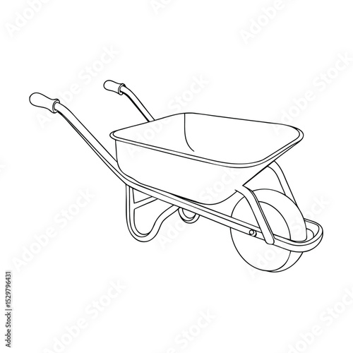 Simple outline illustration of a wheelbarrow for gardening farming or construction use