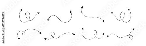 abstract dotted line. Hand drawn curve dotted line vector set.