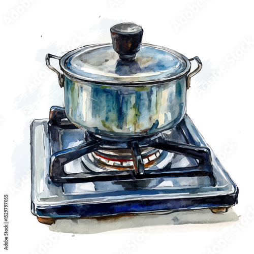 watercolor of Adjustable Burner, vector, isolated on a white background.