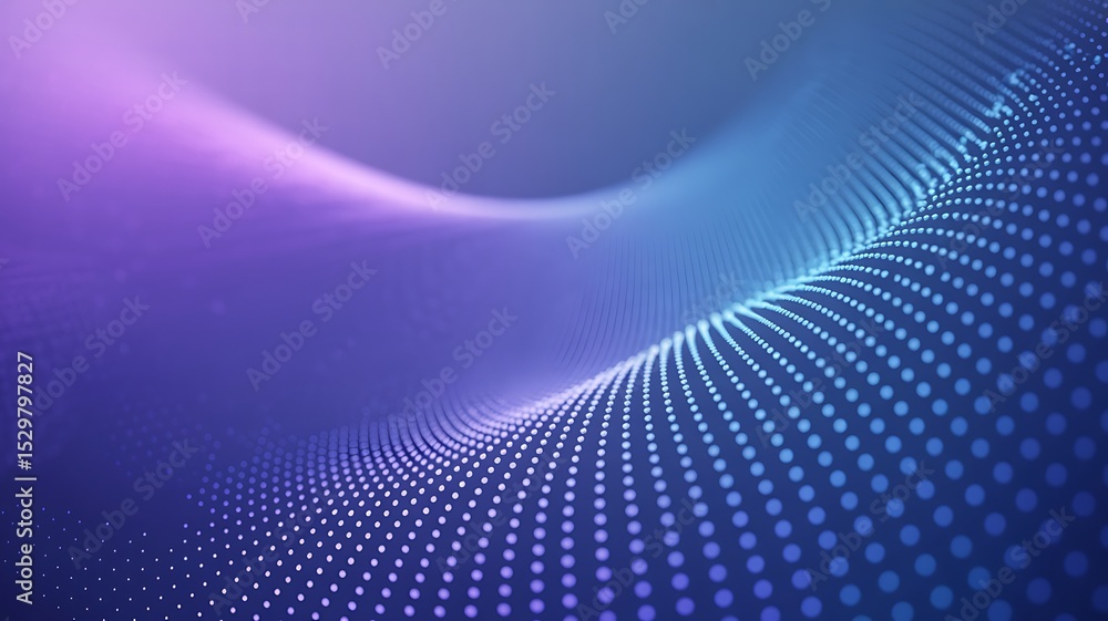 Abstract gradient background with flowing wave pattern of dots in shades of blue and purple color Abstract gradient background with flowing wave pattern of dots in shades of blue and purple color