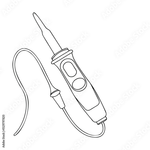 Outline illustration of a soldering iron with cable for electronics repair and diy projects