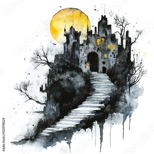 Adaptation To Darkness, watercolor clipart vector, isolated on a white background.