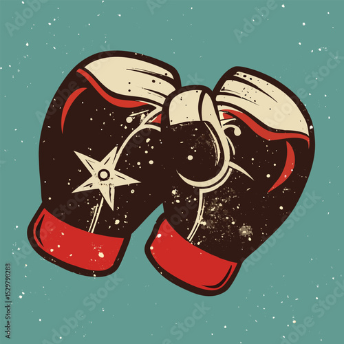 vintage boxing gloves illustration worn texture vector