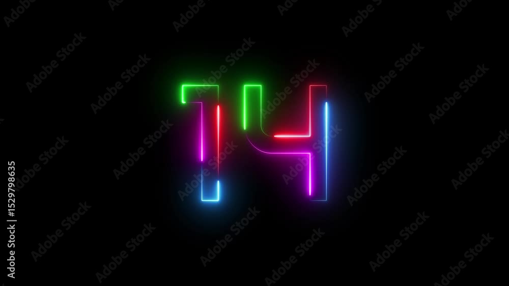 Neon Number. Animation Neon light Number text. Neon text countdown number. Neon Number. Animation Neon light Number text. Neon text countdown number.
